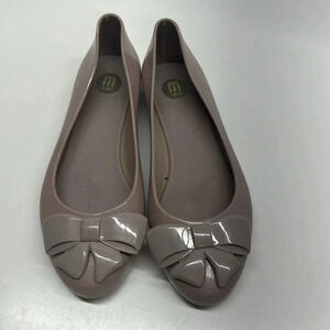 Mellisa Ballet Flats Shoes Slip On Bow Jelly PVC Beige Nude Y2K Womens US Size 6